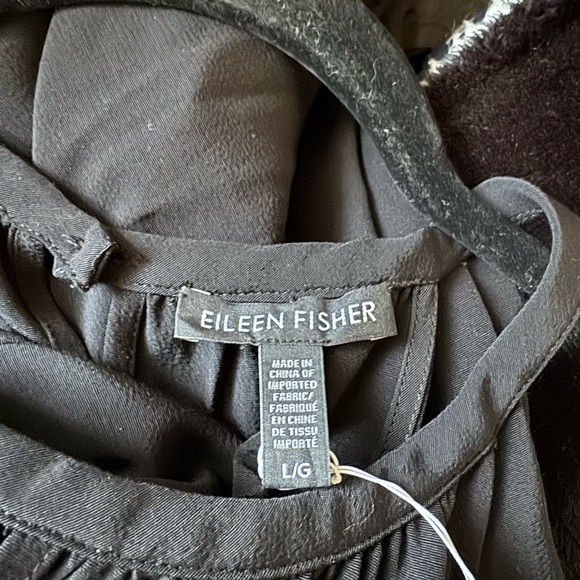 Eileen Fisher Halter Maxi Dress Womens Size Large Black Easy Care Front Cutout - Picture 6 of 7